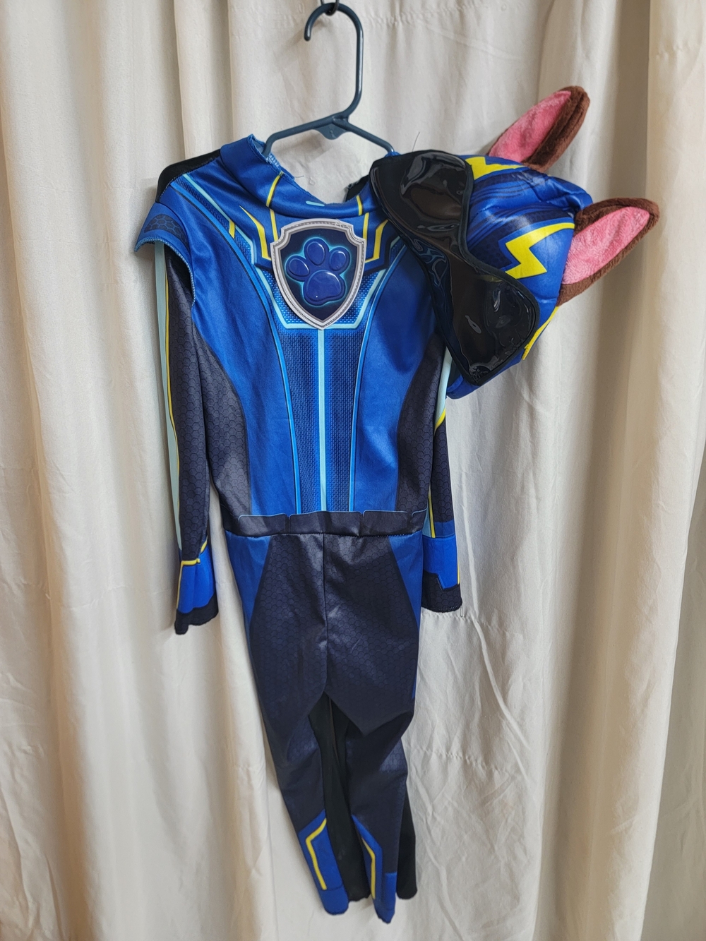 Paw Patrol Blue & Yellow Chase Super Pup Costume with Mask and Ears Size 3t/4t